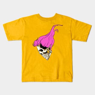 Pink Hair-Skull Kids T-Shirt